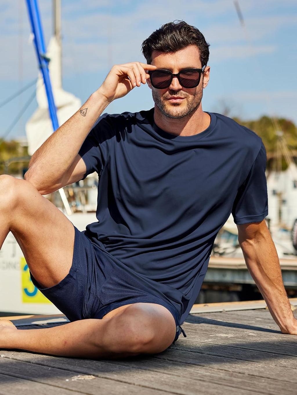Skiennix Men's UPF 50+ UV Sun Protection T-Shirts - Fast-Dry Rash Guard for Workout & Swimming