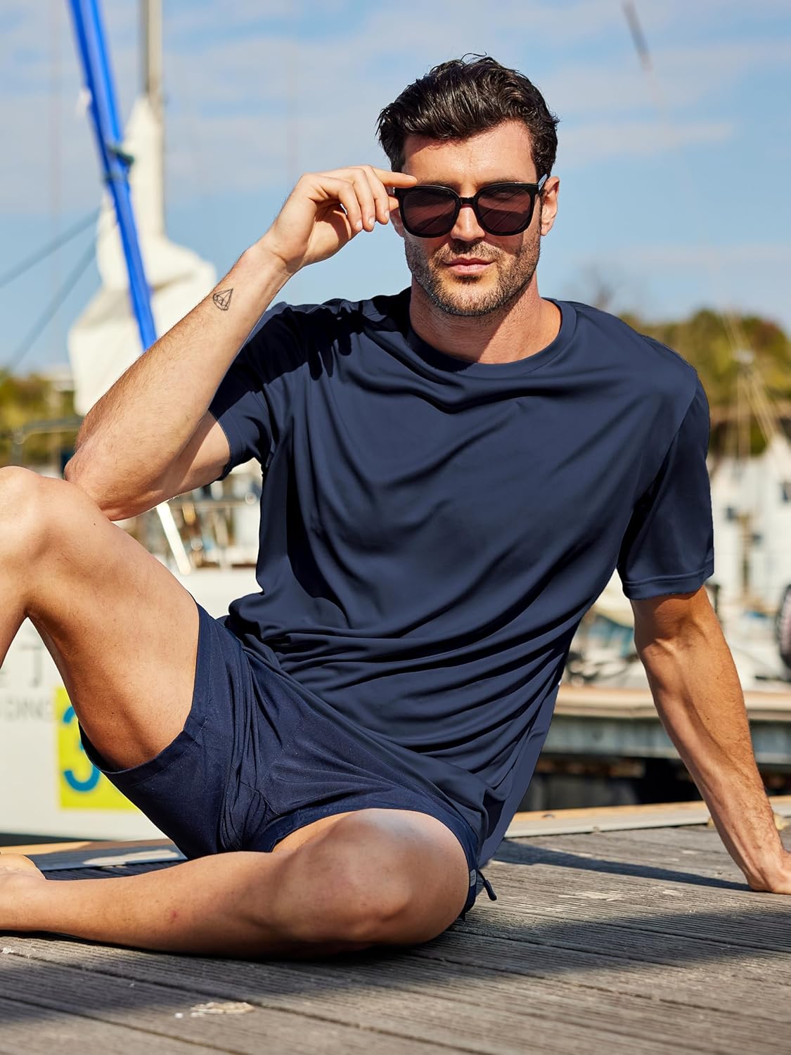 Skiennix Men's UPF 50+ UV Sun Protection T-Shirts - Fast-Dry Rash Guard for Workout & Swimming