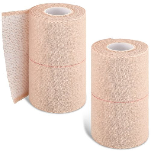 Nuanchu 2 Rolls Adhesive Elastic Tape Bandage Wrap Flexible Stretch Bandages for Sports Ankle, Knee and Wrist Pet Vet Horses Wrap(4 Inch Wide,Apricot)