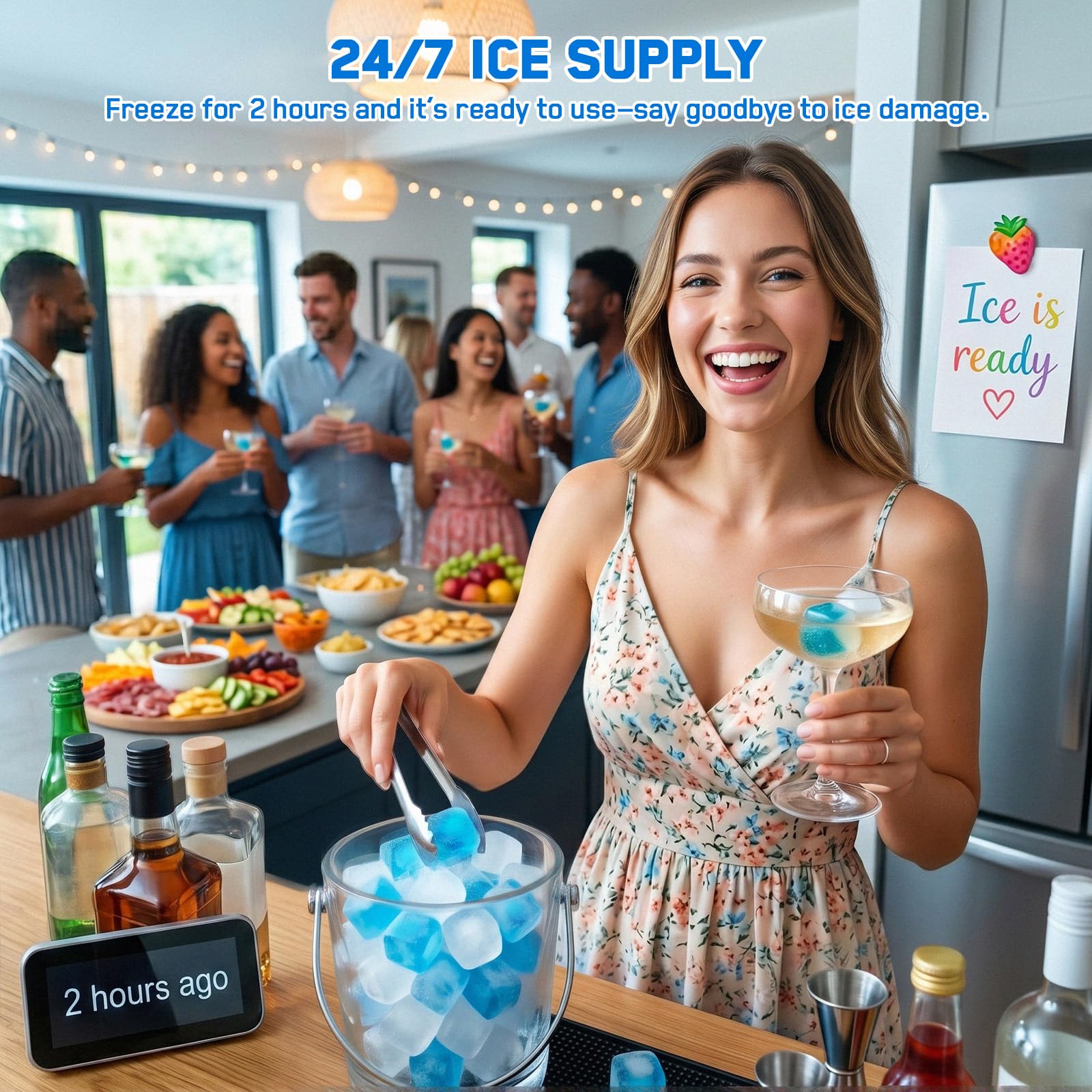 400 Pack Reusable Ice Cubes for Coolers Drinks, BPA-Free Plastic Cubed Ice Packs for Lunch Boxes, Non-Diluting Refreezable for Outdoor Ice Bath Whiskey Coffee Bars Party Camping