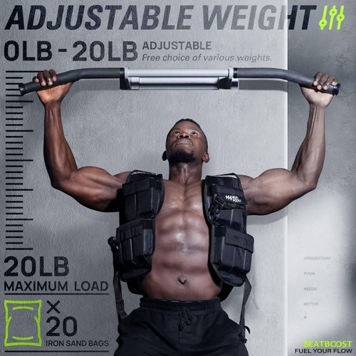 BeatBoost Weighted Vest Men 1-20 lb Weight Vest Adjustable Weights with 2 lb Ankle Weights for Walking Strength Training Running Workout
