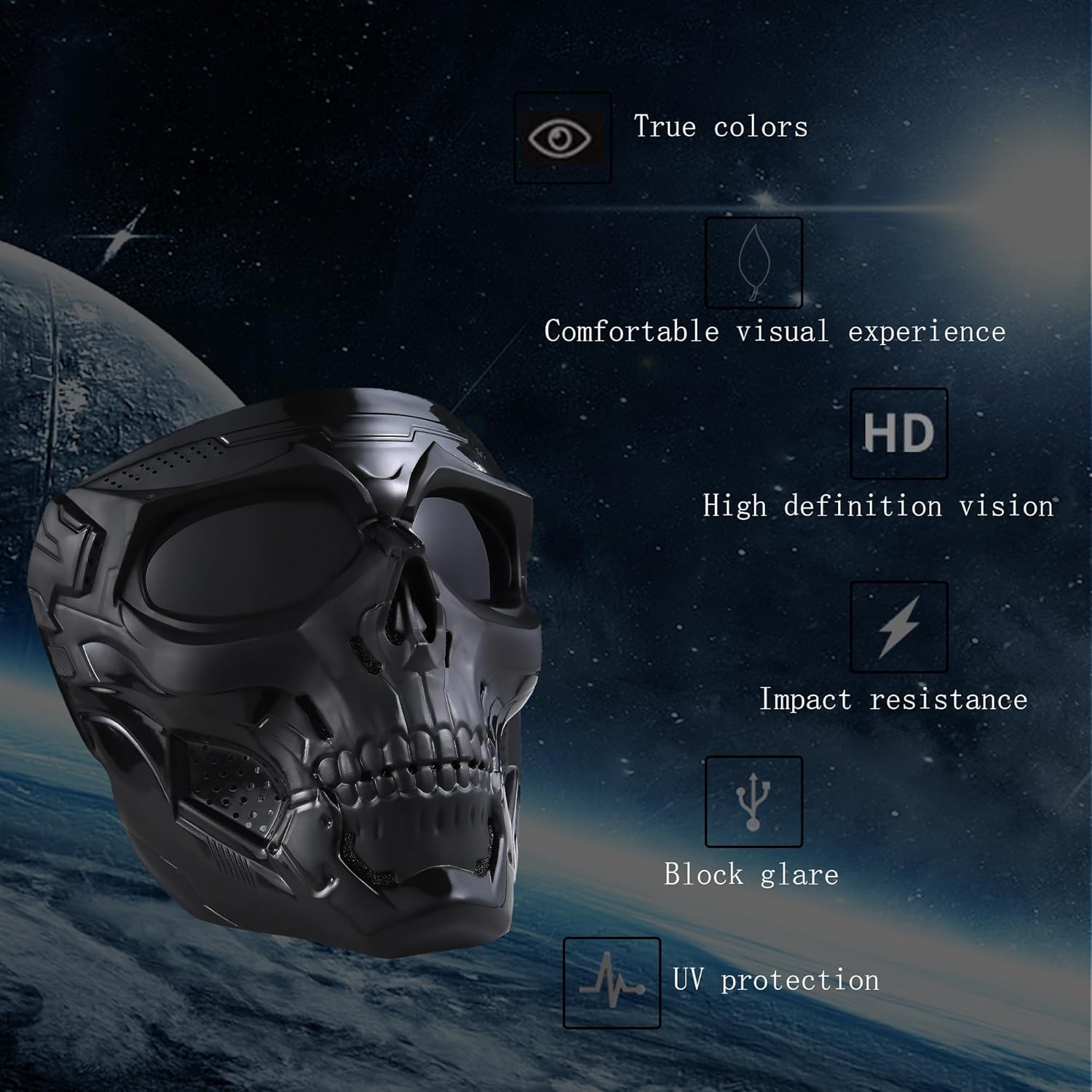 Skiennix Skull Mask - Full Face Tactical Mask for CS Survival, Shooting, Cosplay & Halloween