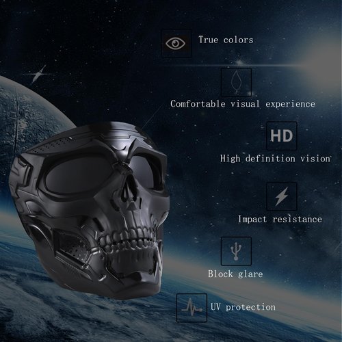 Airsoft Helmet and Mask,Tactical Skull Full Face Mask with Goggles - Military Protective Gear Set for Airsoft, Paintball, and Black Fast Helmets
