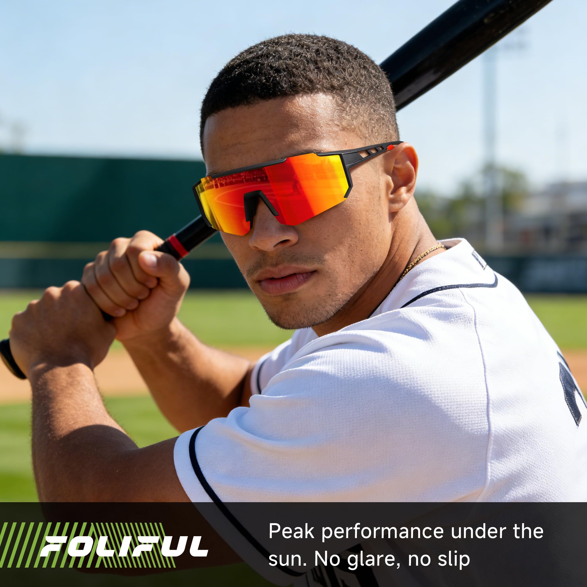 Foliful 3 Pack Polarized Sports Sunglasses Men Women, Running Mens Sunglasses UV Protection for Baseball Cycling Fishing, Ice Blue/Red/Purple
