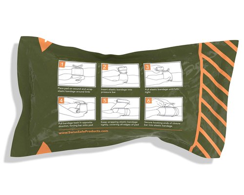 Swiss Safe 6 Inch Israeli Bandages Trauma Kit - Sterile Elastic Compression Bandage - Emergency Military IFAK - 6 inch, 2-Pack
