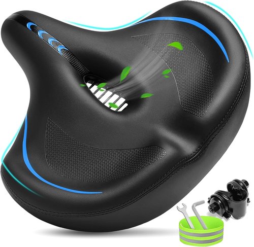 CDYWD Oversized Bike Seat - Extra Wide Comfort Cushion for Men & Women | Soft Padded Replacement Saddle for Peloton, Cruiser, Ebike