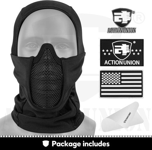 ACTIONUNION Tactical Airsoft Balaclava Mesh Mask Set - Lightweight, Breathable Design for Comfort