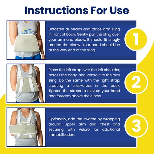Brace Direct Adjustable Foam Arm Sling Shoulder Immobilizer for Rotator Cuff Repair, Post Op Recovery, Dislocations, Fractures & Shoulder Injuries (OSFM)