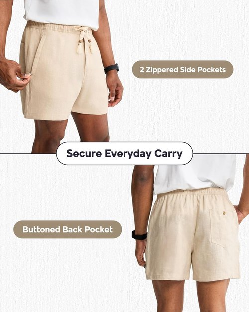 Maamgic Men's Linen Shorts - Breathable Casual Drawstring Design | Perfect for Summer Beach Vacations