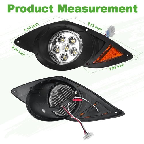 10L0L Golf Cart Head Light Kit for YAMAHA Drive G29 2007-2016 Gas or Electric Golf Cart - Front Driver Side and Passenger Side Replace 12V Headlights Light Kit Assembly, 3Pin Connector Included