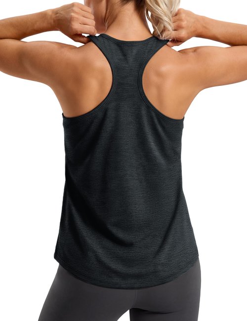 MAGCOMSEN Black Athletic Tank Tops Summer Workout Tank Tops for Womens Sleeveless Racerback Exercise Tank Top Dry Fit M