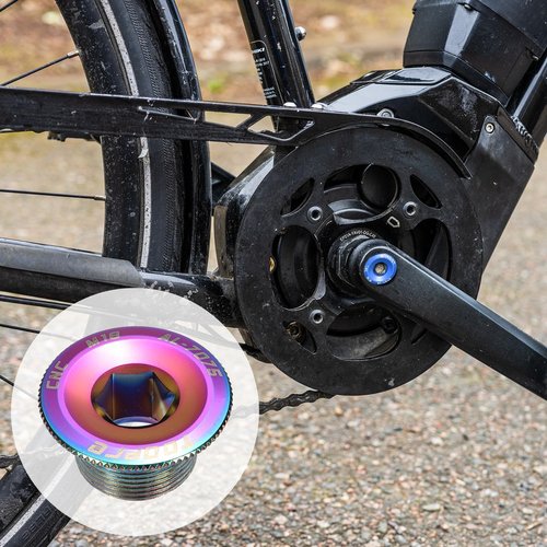 HARFINGTON 2pcs Bike Crank Cover Screw M18 Aluminum Alloy Bicycle Crank Fixing Bolt Crankset Arm Chainwheel Screws for Mountain Bike, Colorful