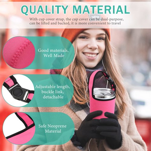 Perthlin 30oz Tumbler Carrier Holder Pouch with Shoulder Strap Reusable Cup Holder Pouch Neoprene Insulator Cup Sleeve Cover Holder Drinks Sleeve Holder