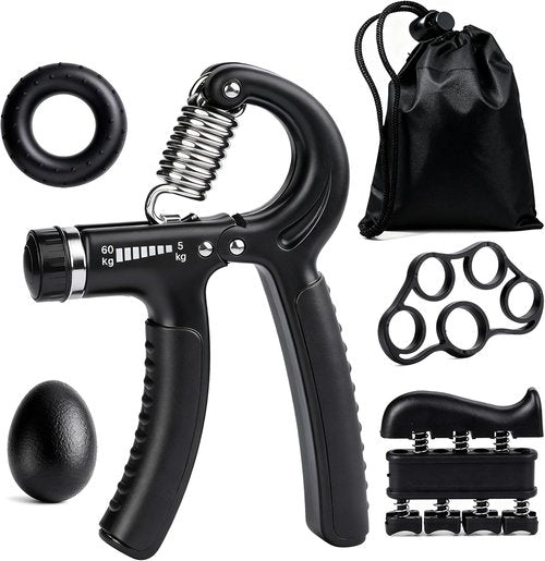 Hand Grip Strength Trainer Kit - 5 Pack Adjustable Resistance Forearm Grippers for Enhanced Hand Strength