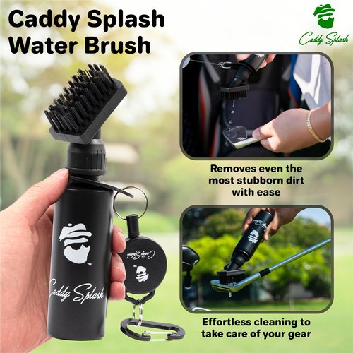 Caddy Splash Golf Club Brush Cleaner with Water – Heavy Duty Retractable Clip – Squeeze Bottle for Easy Cleaning – Nylon Bristles – Holds 4 Oz – Golf Gifts– Golf Accessories for Men – USA Company