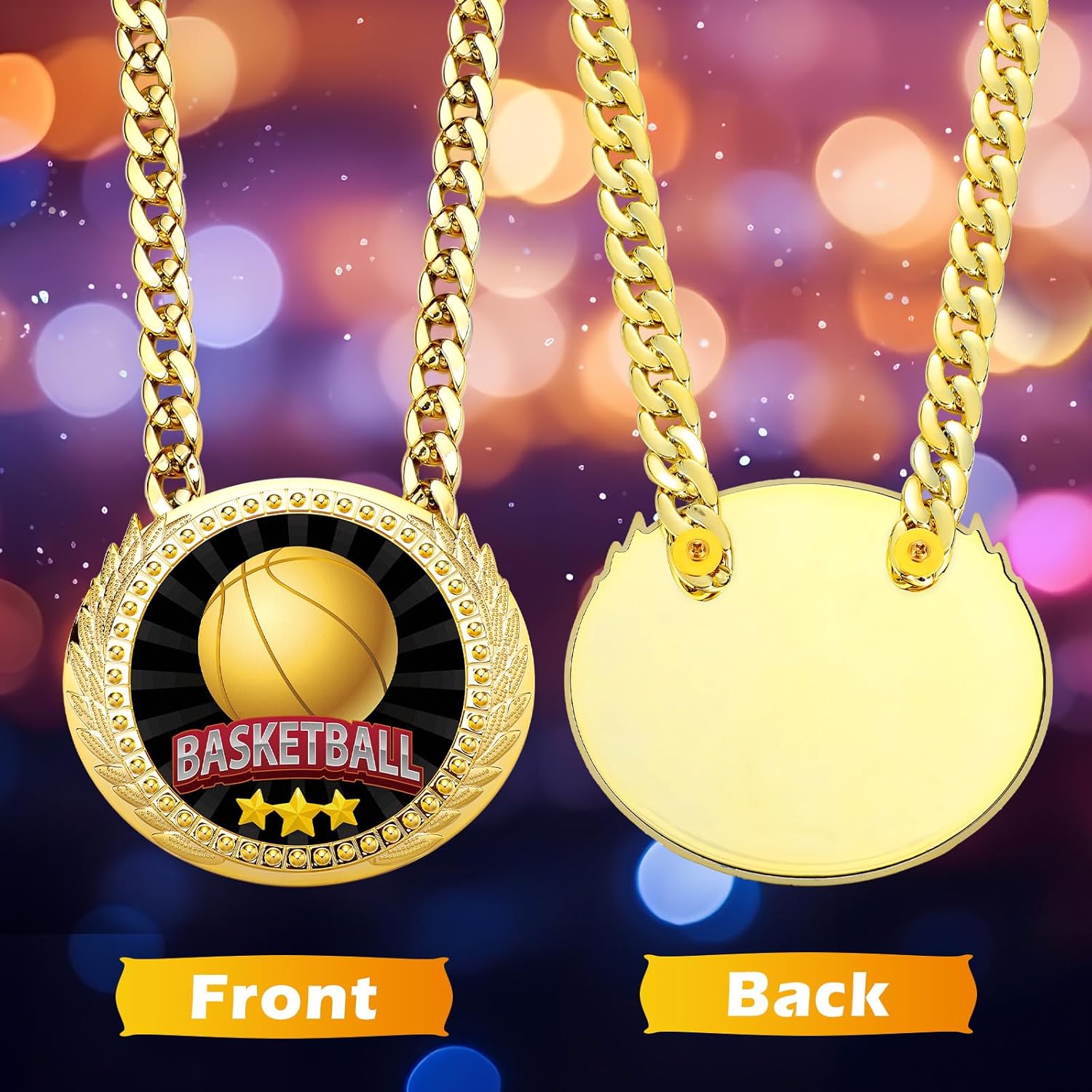 Tondiamo 3 Pcs Sports Turnover Chains - 6" Large Champion Medals for MVP Players | Basketball, Football, Soccer, Baseball, Softball, Volleyball