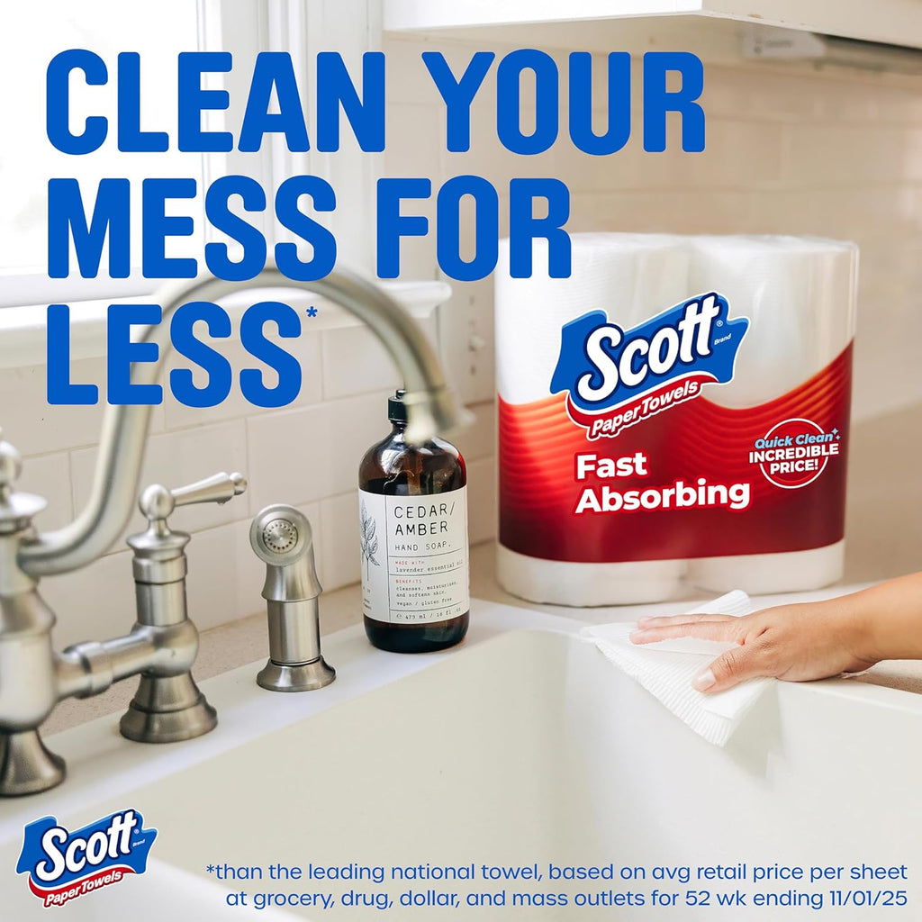 Scott Paper Towels - Choose-A-Sheet Design | 6 Double Rolls (12 Regular Rolls, 108 Sheets Each)