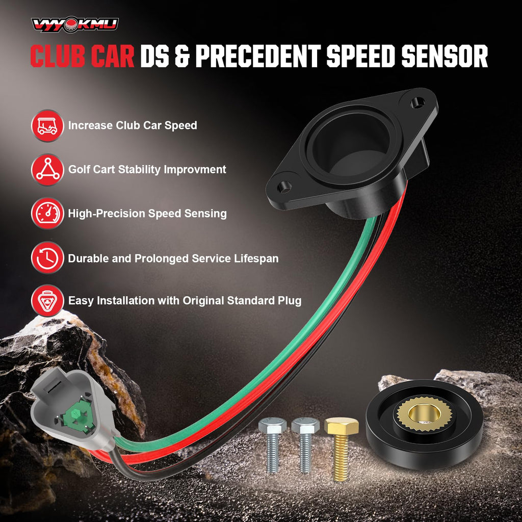 VYYOKMU Club Car Precedent Golf Cart Speed Sensor with High Speed Magnet, Club Car Speed Sensor Upgrade for 48V Club Car DS & Precedent 2004-UP ADC Motor, OEM 102704901 102265601 (2-8 MPH Increase)