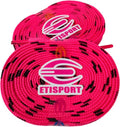 ETISPORT Pair of professional flat laces, for hockey, ice boots, line on wheels. Resistant. Length 3 m - 118in each. (Neon Pink)