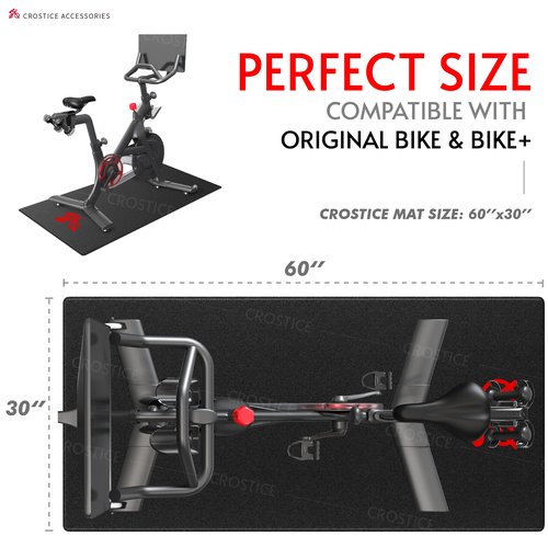 Crostice Bike Trainer Mat Compatible with Peloton Bike, for Treadmill & Row, THK 6mm, Under Mat Protect Hardwood Floor Carpet, Trainer Accessory for Indoor Stationary Exercise Bicycle