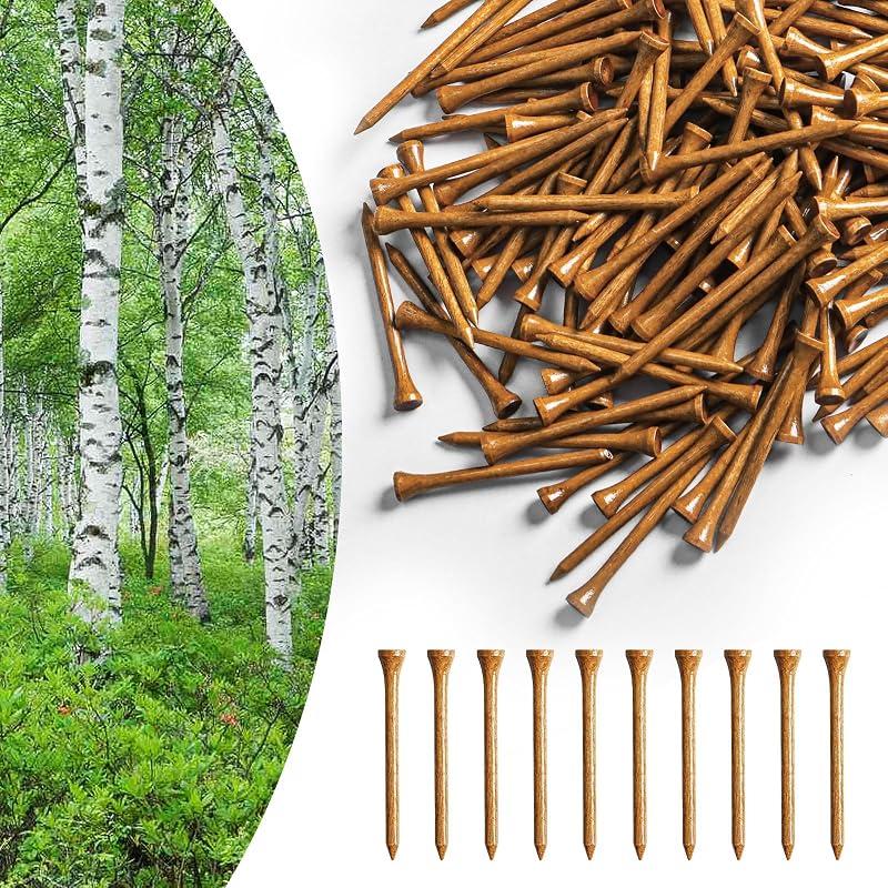 Brown 2 3/4 Inch Wood Golf Tees 50 Pack - 5x Stronger, Height Marker
