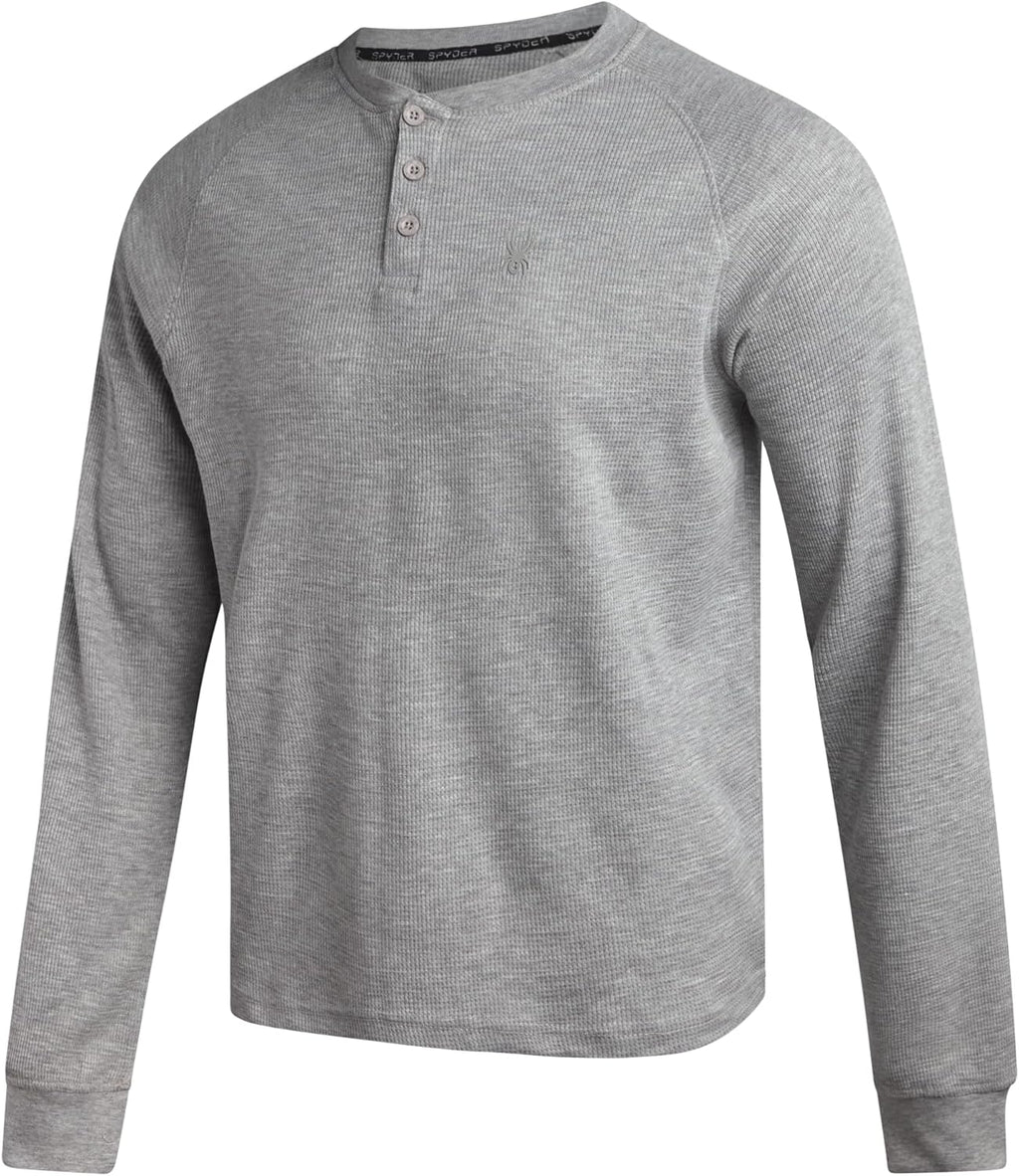 Spyder Men's Henley Shirt - Soft Cotton Blend Waffle Knit, Moisture-Wicking Quick-Dry Long Sleeve