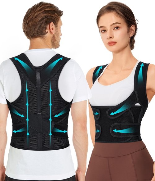 URSEXYLY Back Brace Posture Corrector for Women Breathable Posture Brace Adjustable Full Back Support Brace,Upper and Lower Back Pain Relief(XX-Large,Black)
