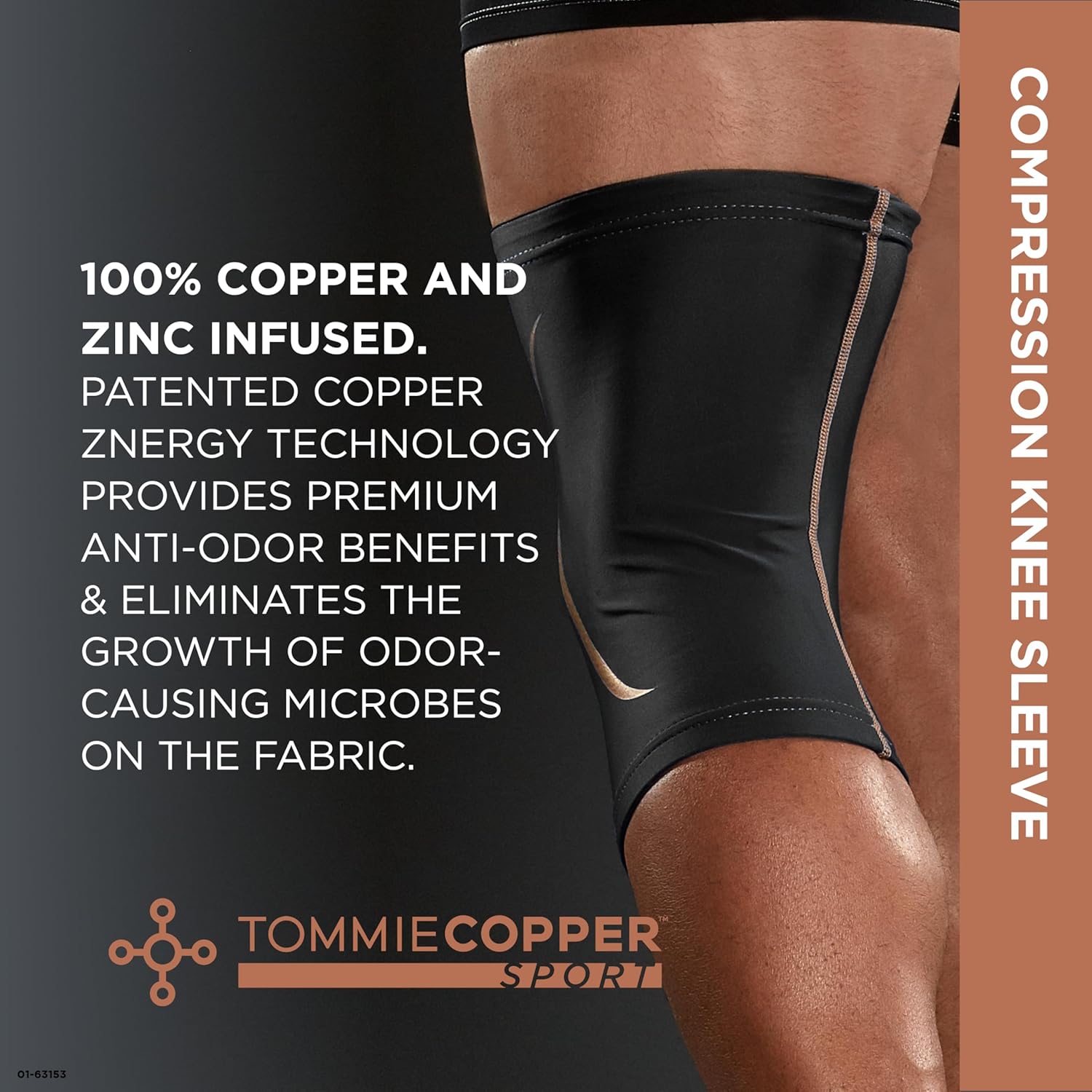 Tommie Copper Knee Compression Sleeve - 15-20 mmHg Support | 4D Stretch, Non-Slip Fit, Anti-Odor Fabric