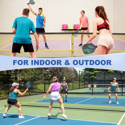 TYRSEN Pickleball Net Set - 22FT Net on Wheels, 4 Paddles, 6 Balls, 12 Court Markers, 1 Bag, Indoor/Outdoor Play