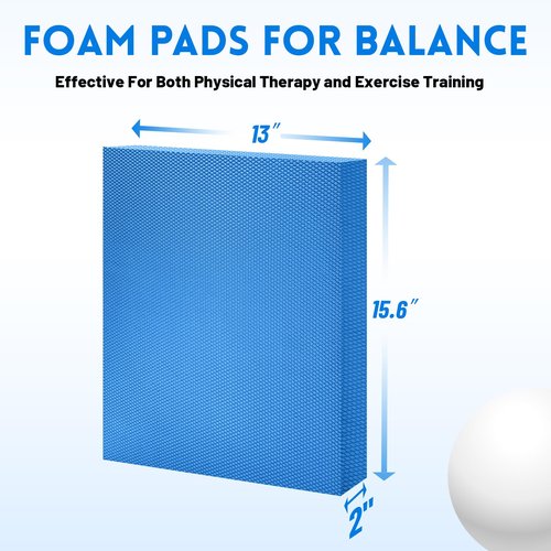 Corsiampoo Foam Balance Pad-15.6x13x2 Inches Stability Trainer Pad, Non-Slip&Stability, Exercise Balance Pads for Physical Therapy, Yoga, Dancing Balance Training, Pilates and Fitness, Blue