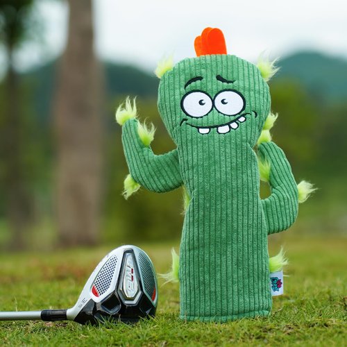 Big Crazy Golf Club Head Covers - Driver Headcover with Unique Corduroy Fabric - Funny Cactus Design - Fairway Wood Hybrid Headcover - Golf Club Protector and Funny Present