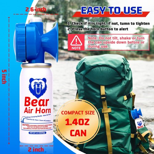 Fingig 1.4oz Bear Horn - 123dB Loud Mini Air Horn for Self Defense | Audible Up to 1/2 Mile