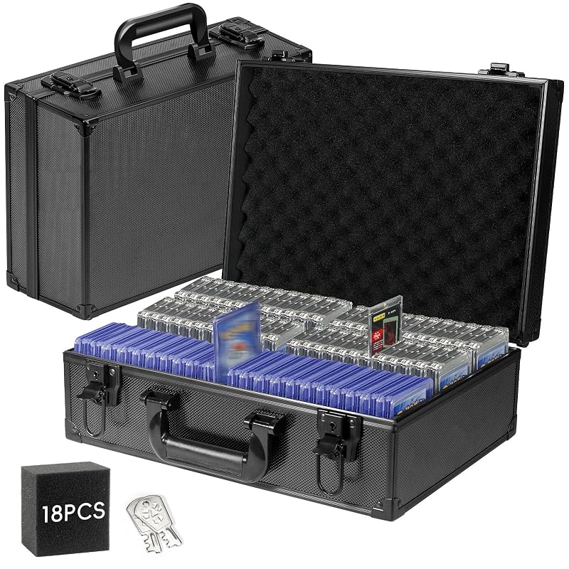 Toploader Card Storage Box 600+ Capacity, Aluminum Case for 3x4 Top Loaders with Lock