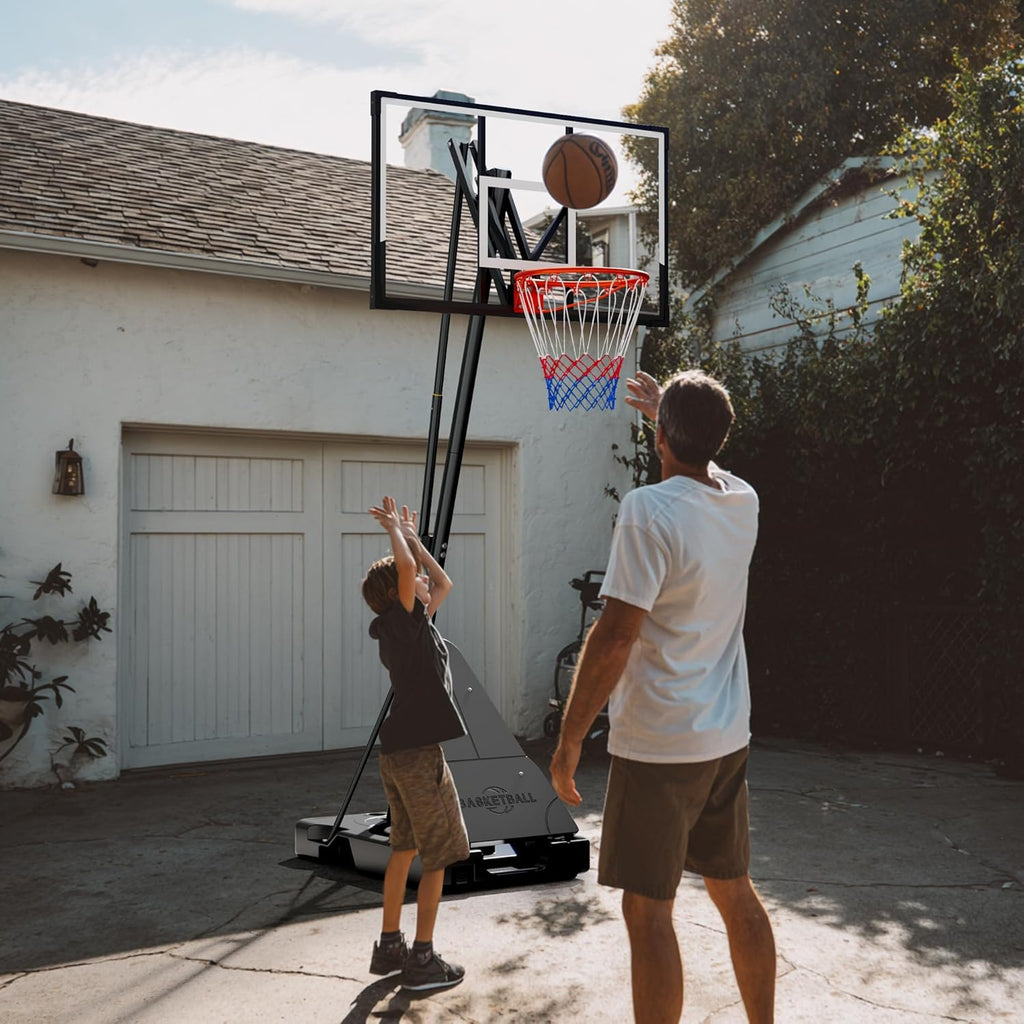 PIZZELLO Basketball Hoop - Adjustable 44/52 Inch Shatterproof Backboard | Portable for Kids & Adults
