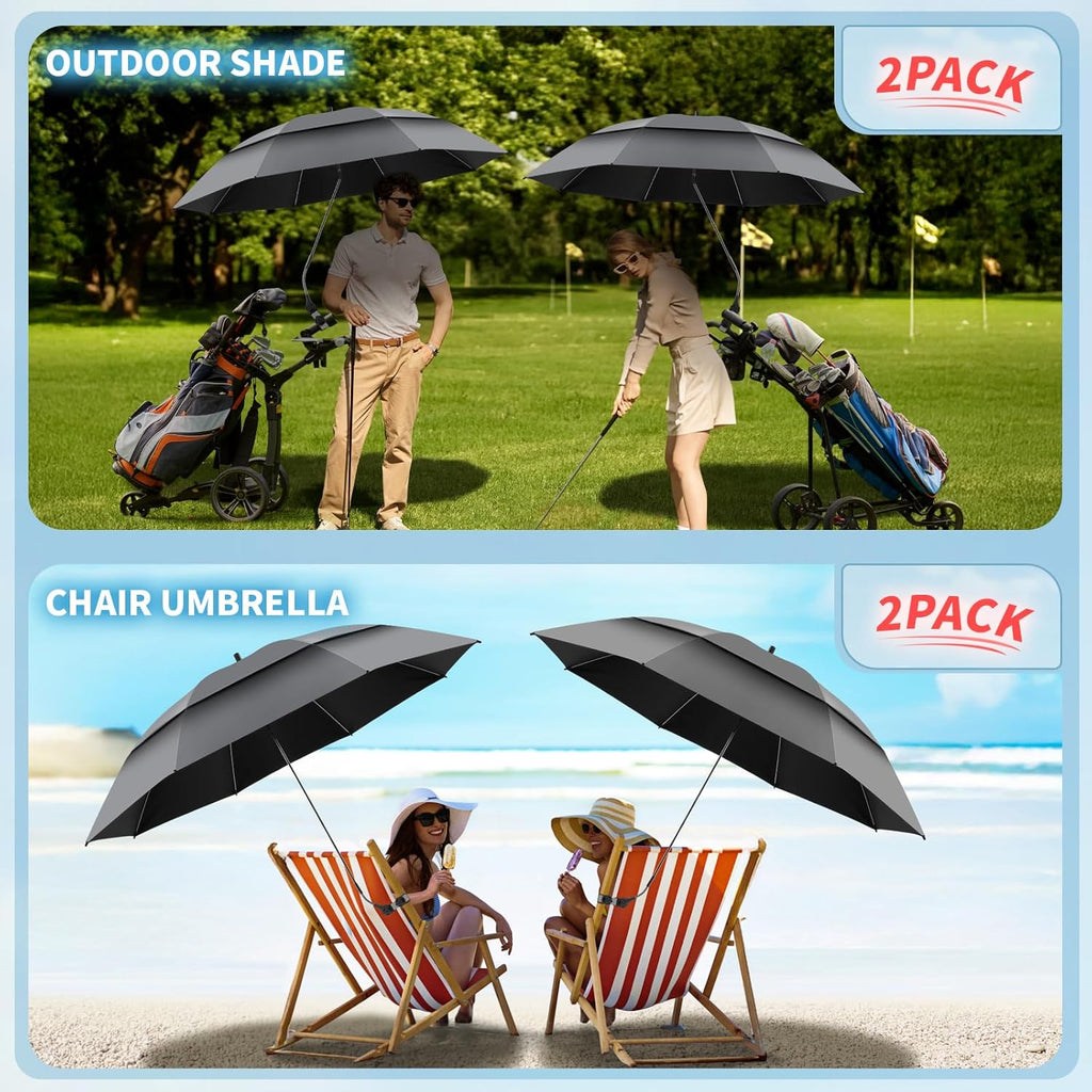 Skiennix Double Canopy Umbrella - 48.6" UPF50+ Beach Chair Umbrella with Clamp | 360° Adjustable for Outdoor Use