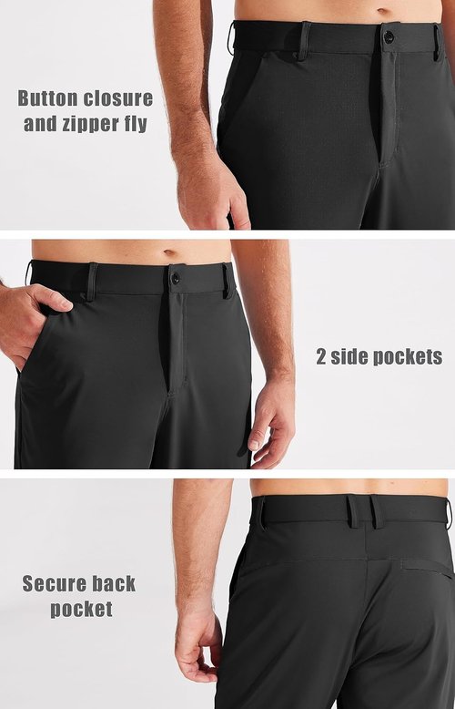 Libin Men's Golf Pants Joggers Lightweight 3 Pockets Slim Fit Soft Stretchy Tapered Work Dress Athletic