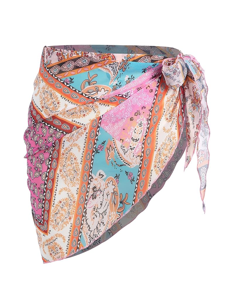 ZAFUL Boho Beach Cover Up Sheer Sarong One Size Pink