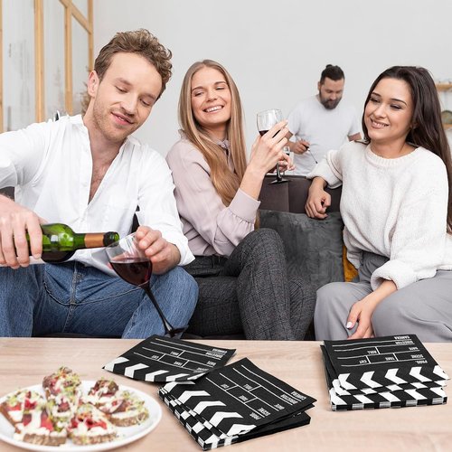 Movie Night Disposable Paper Napkins,50Pcs Movie Theater Decor Napkins for Party Decorations Square Movie Film Themed Tissue for Birthday Awards Ceremony Hollywood Party Supplies Movie Prop