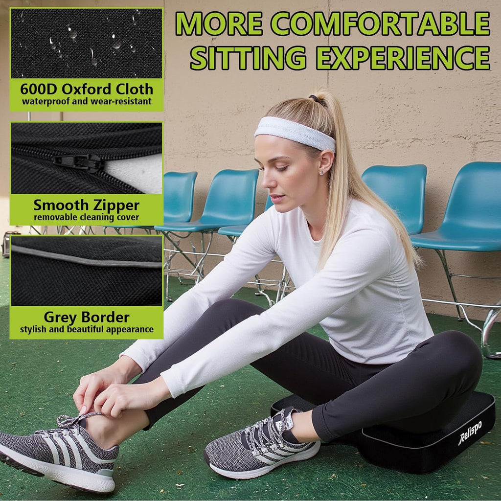 Skiennix Stadium Seat Cushion - Waterproof Extra Thick Memory Foam Bleacher Seat | Portable & Comfortable