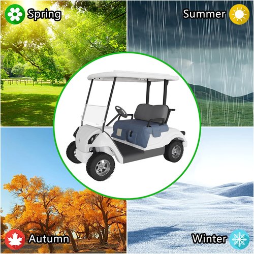Eolzzi Golf Cart Seat Cover for Club Car, Waterproof, Washable, Breathable, Non-Slip Golf Cart Cover with 3 Pockets, for Golf Lovers, Navy Blue