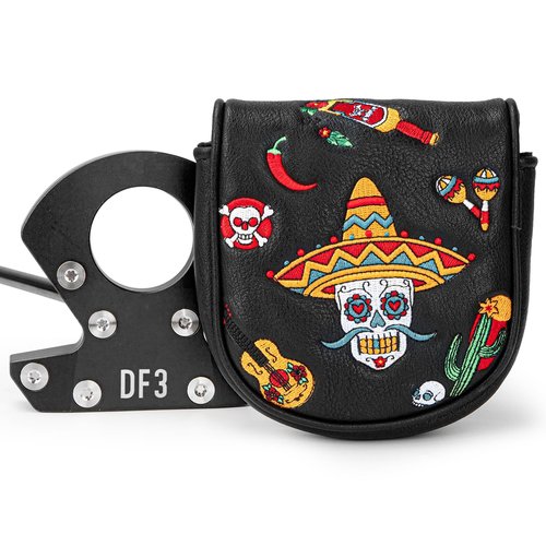Golf Mallet Putter Cover, Sugar Skull Magnetic Closure Headcover Premium Leather Golf Club Head Covers Fits Golf DF3 Putter, Mallet Putter Headcover