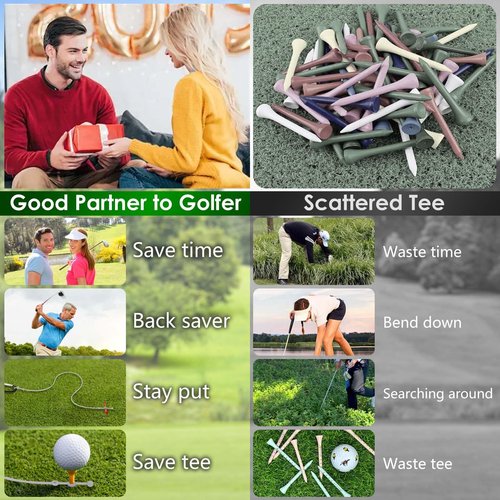 Giltiil Golf Tee Anchor, Tee Retainer - Secure Tee Holder Prevents Loss, Flying Tees, Improves Consistency - Ideal Golf Accessory (1-Black-Classics)