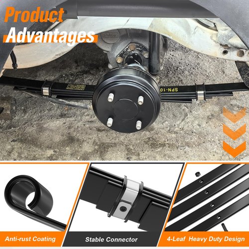 GODCTSUP Golf Cart Heavy Duty Rear 4-Leaf Spring Kit, Fits Club Car Precedent Gas&Electric 2004-UP Carts, Club Car Precedent Rear Leaf Springs with Bushings Sleeves U Bolts, OEM# 102509301, 102513001