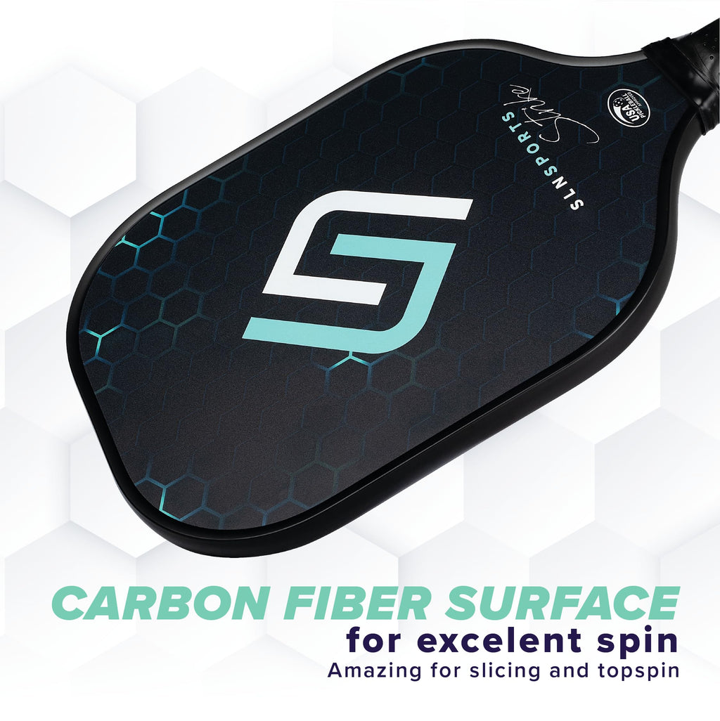 SLNSports Pickleball Paddles Set of 2 | Carbon Fiber/Fiberglass Pickleball Rackets Set | Carrying Case, 4 Balls | Pickleball Raquets for Kids and Adults | Beginners & Professionals (Carbon Fiber)