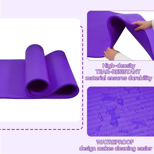 Fitvids Yoga Mat - Extra Thick 1/2-Inch High Density Anti-Tear Exercise Mat with Carrying Strap