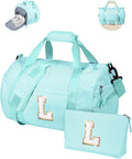 Skiennix Girls Travel Duffle Bag - Personalized Overnight Bag with Shoe Compartment | Trendy Weekend Bag (Letter L)