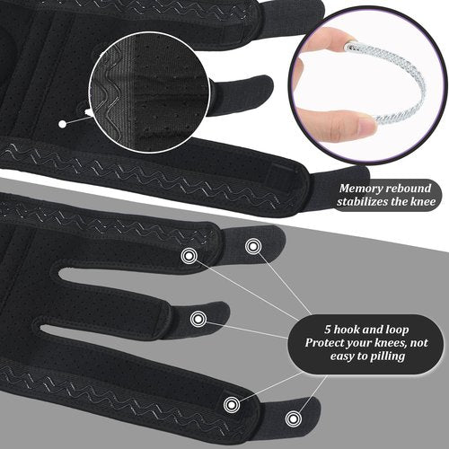 Foilswirl 1 Pcs Kids Knee Brace with Side Stabilizers Patella Gel Pads Adjustable Straps Youth Child Knee Brace Support for Meniscus Tear Sports, Meniscus Tear (Black)