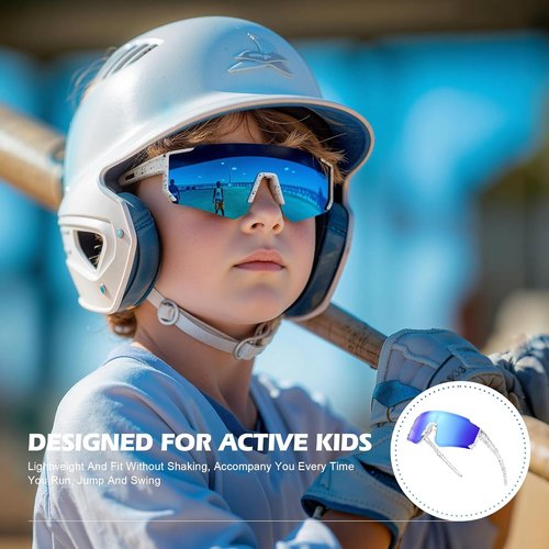 Fanshen Kids Baseball Sunglasses - Polarized UV Protection for Boys & Girls Ages 3-12