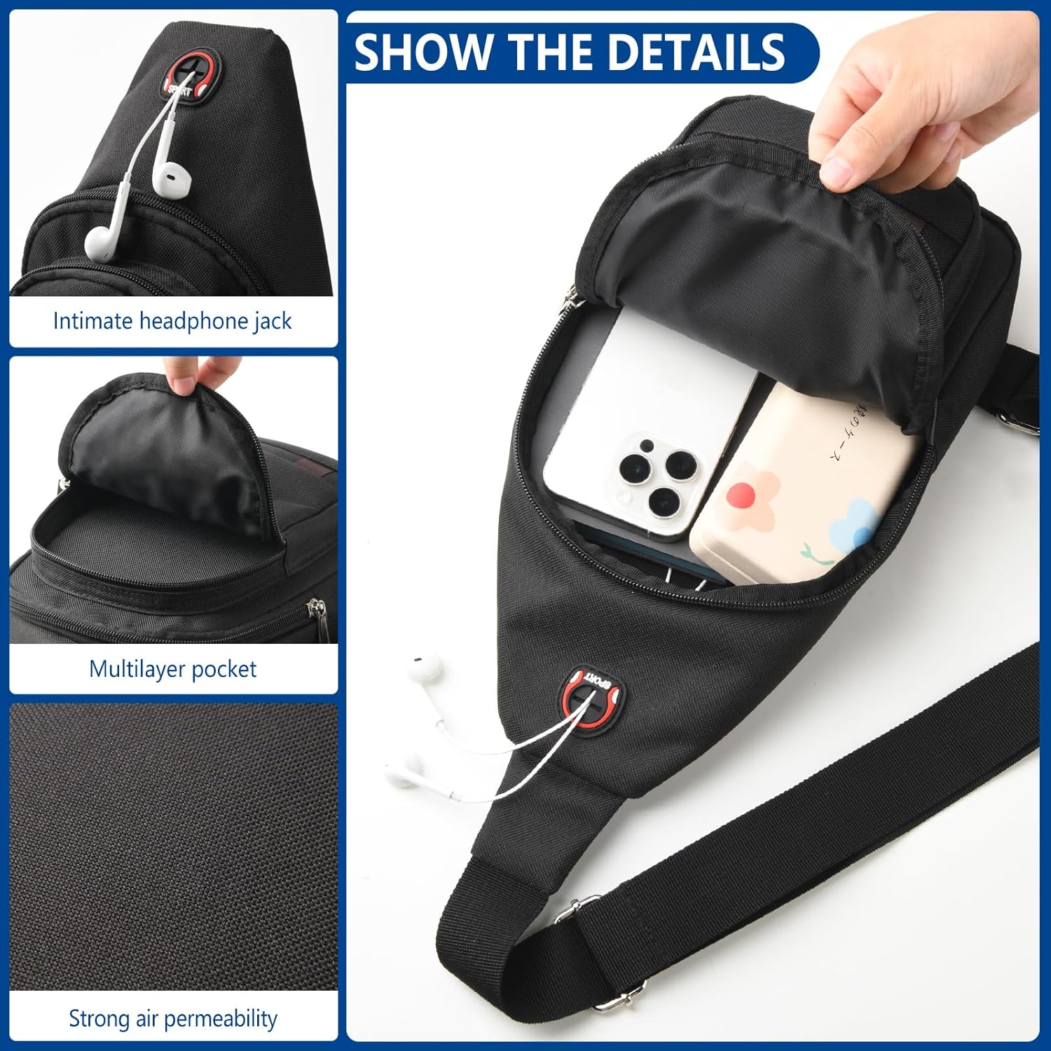 Skiennix Men's Sling Bag - Lightweight Crossbody Backpack with Multiple Pockets for Everyday Use