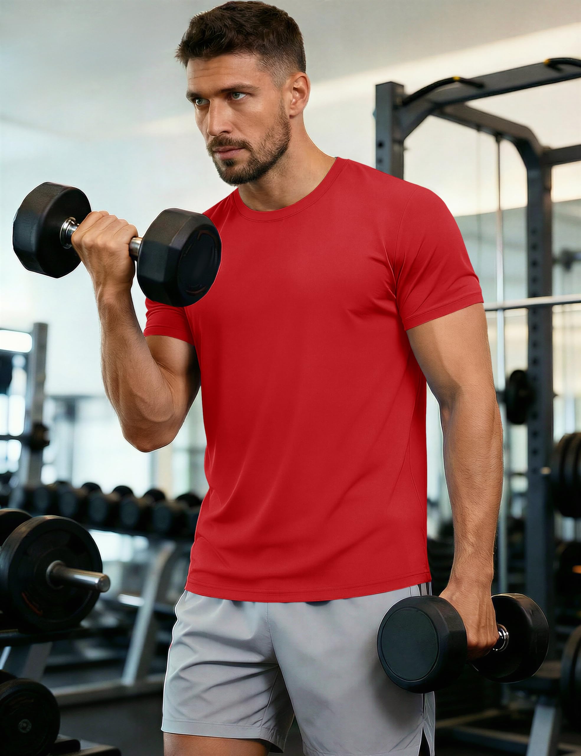 Athletic T-Shirts for Men Soccer Shirts Quick Dry Top Tee Rash Guards Running Shirt Dry Fit Lightweight Sun Shirts Gym Active T-Shirt